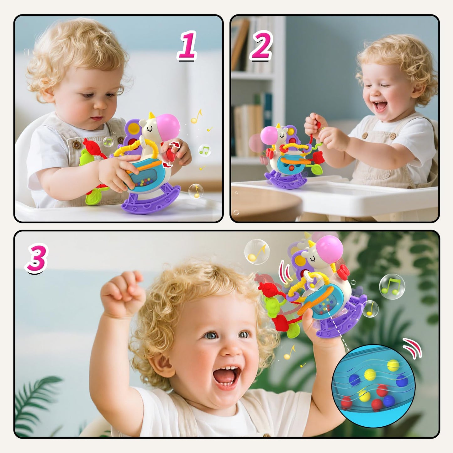 4 in 1 Baby Toys for 6 to 12 Months, Infant Sensory & Stacking for 1+ Year Old, Busy Cube Toys for Babies 12 -18 Months, Piano Xylophone Musical Travel Toys, Christmas Birthday Gifts for 1 - 2 - 3