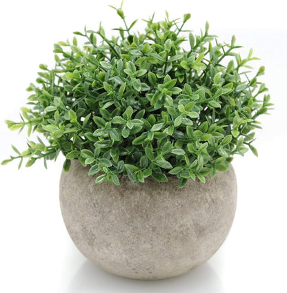 Velener Mini Sage Green Potted Boxwood Topiary Artificial Plants for Home Decor Indoor, Farmhouse House Plant Office Small Desk Shelf Apartment Coffee Bar Bathroom Decor Guest Room, Small Fake Plant