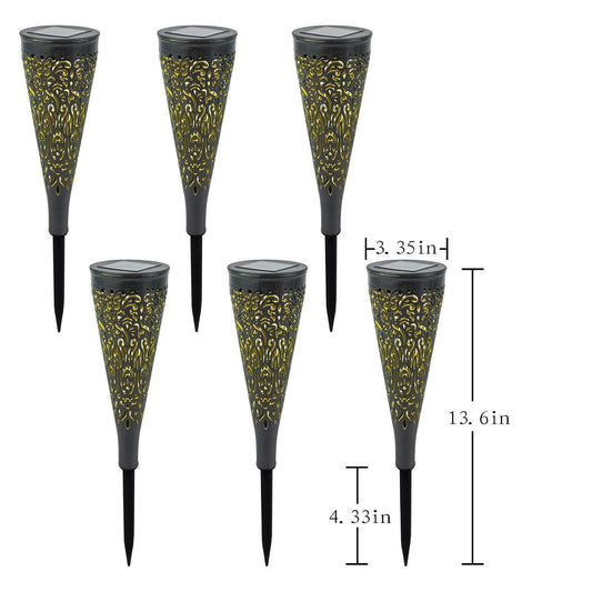 gardencave 6 Pack Solar Lights Outdoor Garden Decorative Mandala Solar Garden Lights with Warm Light Waterproof Solar Pathway Landscape Lights for Path Patio Backyard Walkway Yard Lawn Decor (Black)