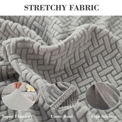Disayu Sofa Covers Couch Covers for Sofa Pet Friendly Couch Cushion Covers Universal Sofa Covers Washable Stretch Slipcovers for Sectional Sofa (Texture Light Gray,Large Single Seat Cover)