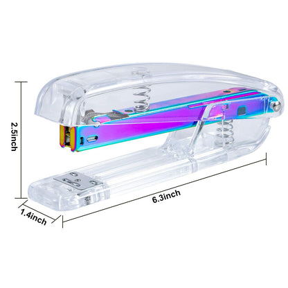 SEAKOS Acrylic Originality Stapler,Fashion Transparent Shape,Office and Home Student Stapler,Quality Spring,Durable Acrylic,Free 1000 26/6 Staples,(Multicolor)