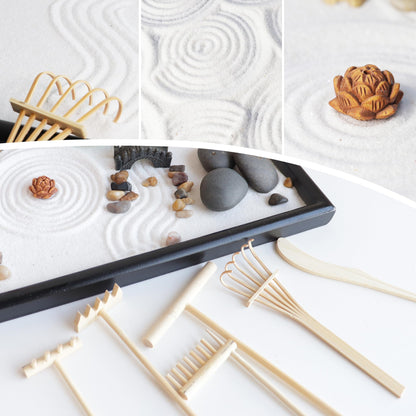 YUNGCHI Zen Garden for Desk Mini Japanese Sand Desktop Office Miniature Zen Garden Box with Kit 11.8 X 7.9 in