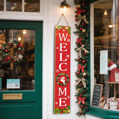 Christmas Welcome Sign for Front Porch Standing, Christmas Wooden Sign, Welcome Porch Sign for Outdoor Yard Wall Decorations 47.2" H (Welcome)