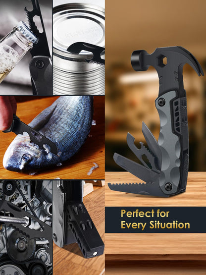 Fathers Day Dad Gifts from Daughter Son Wife, 13 in 1 Hammer Multitool, Cool Camping Accessories Survival Tools, Unique Birthday Present Ideas Gifts for Men, Husband, Grandpa, Step Dad, Him