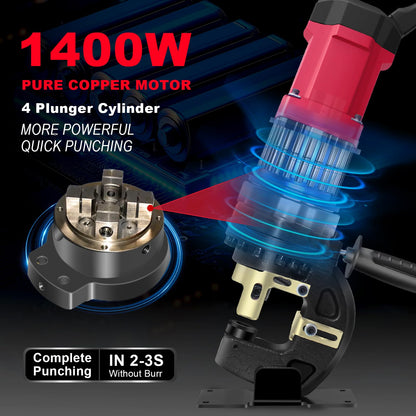 1400W Electric Hydraulic Hole Puncher, 22T Heavy Duty Hydraulic Hole Punch for Metal, Portable Punching Machine with 5 Dies - Precise Drilling for Aluminum Copper Plate Angle Iron Steel, MHP-20