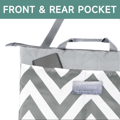 Solaris Waterproof Picnic Blanket, Lightweight 50” x 60” Foldable Sandproof Beach Blanket with Large Pocket, Portable Outdoor Camping Blanket Great Couples Gift Ideas, Gray Wavy