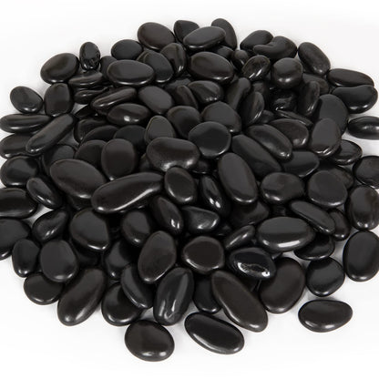 GASPRO 15lb Black River Rocks for Landscaping Outdoor, Polished Black Pebbles for Planters - 1 to 2 Inch, Large Decorative Stones for Garden Decor