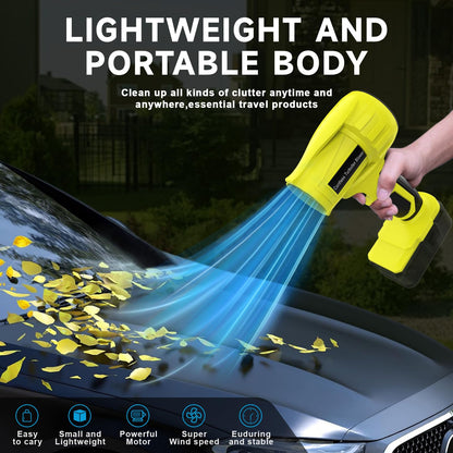 Powerful Leaf Blower 21V 130000RPM, Lightweight Handheld Electric Leaf Blower with 2 Speed Modes for Yard, Garden, Lawn Care, Car Drying, Leaves and Dust (Batteries not Included)