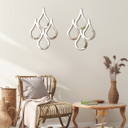 Weysat 2 Pieces Teardrop Wall Mirror Hanging Wall Mounted Decorative Accent Mirror for Home Living Room Bedroom Bathroom, 15.7 x 11 Inch(Silver)