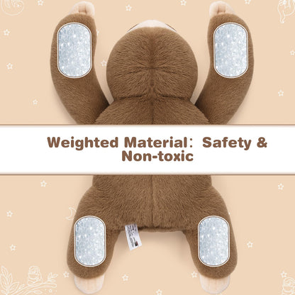 Joyreal Sloth Sensory Weighted Vibrating Pillow, Pressure Activated for Kids Adults, Plush Minky Soft Size: 11 by 21 inches Pillow Animal for Focus & Balance for Gift Birthday Autistic (Beige)