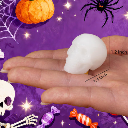 Hguxmcu White Jade Crystal Skull, 1.4 Inch Miniature Hand Carved Reiki Healing Pocket Stone, Small Collectible Skull Figurine for Altar Home Office Decor, Crystal Statue Meditation Gift for Men Women