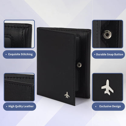 Pilot Wallet Passport Holder for Travel - RFID Blocking Genuine Leather Travel Document Holder with Gift Box Passport Wallet for Pilots Men and Women