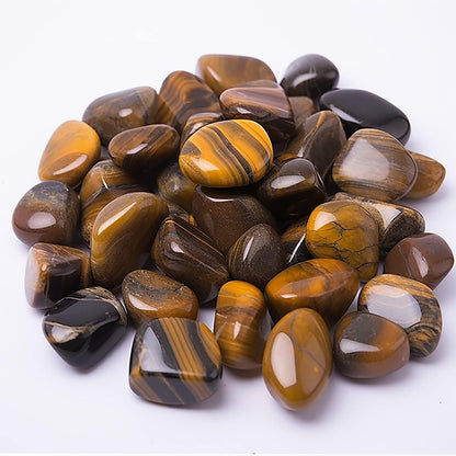 SigMntun Polished Tigers Eye Crystals - 72 Pcs, 0.5" 10 oz Handpicked Natural Tumbled Gemstones Rocks, Pebbles for Reiki, Chakra, Healing Home Decor