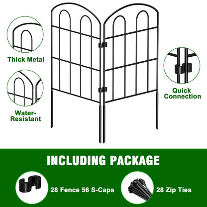 CADUKE 28 Pack Garden Fence Border, 24in(H) x 30ft(L) Metal Garden Fence, Rustproof No Dig Landscape Fence Panels, Arched Wire Flower Bed Fence, Animal Barrier for Dog Rabbit Yard Patio