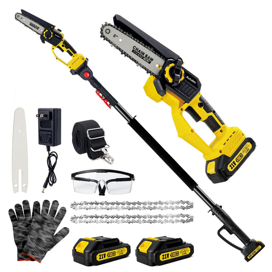 Autubin 2-in-1 Electric Pole Saws for Tree Trimming, 1200W Brushless Cordless Pole Saw & 6 Inch Mini Chainsaw,16 Ft Max Reach & Multi-Angle, Tree Trimmer Branch Cutter Limb Pruner with 2 Batteries