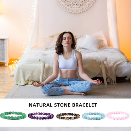 HONYUEYIM Handmade Purification Bracelet,St Patricks Day Gift Chakra Healing Bracelet Stress Relief Healing Crystal Bracelet,8mm Emerald Bracelet for Women Men(8mm, Green Aventurine)