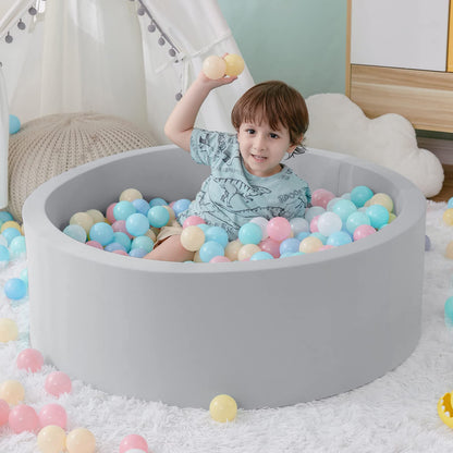 SHJADE Foam Ball Pit, 35.4"x 11.8" Ball Pits for Toddlers, Soft Round Kiddie Baby Playpen Ball Pool for Kids, Ideal Gift for Babies Indoor and Outdoor Game, Grey, (Balls not Included)