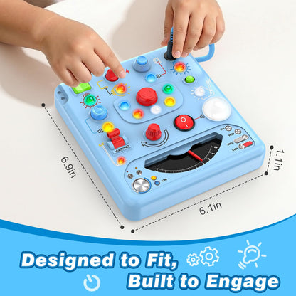 Busy Board Montessori Toys for Toddlers 1 2 3 4 Year Old with 13 LED Lights, Sensory Board Toys Educational Learning for Toddlers, Activity Toy Christmas Birthday Gifts for 1+ Year Old Boys and Girls