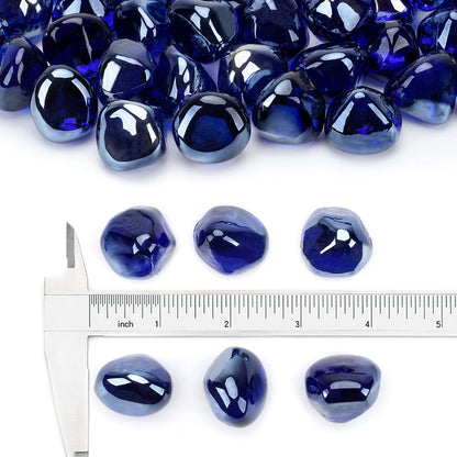 Stanbroil 10-Pound Fire Glass Diamonds - 1/2 inch Luster Fire Glass for Fireplace Fire Pit and Landscaping, Royal Cobalt Blue Luster