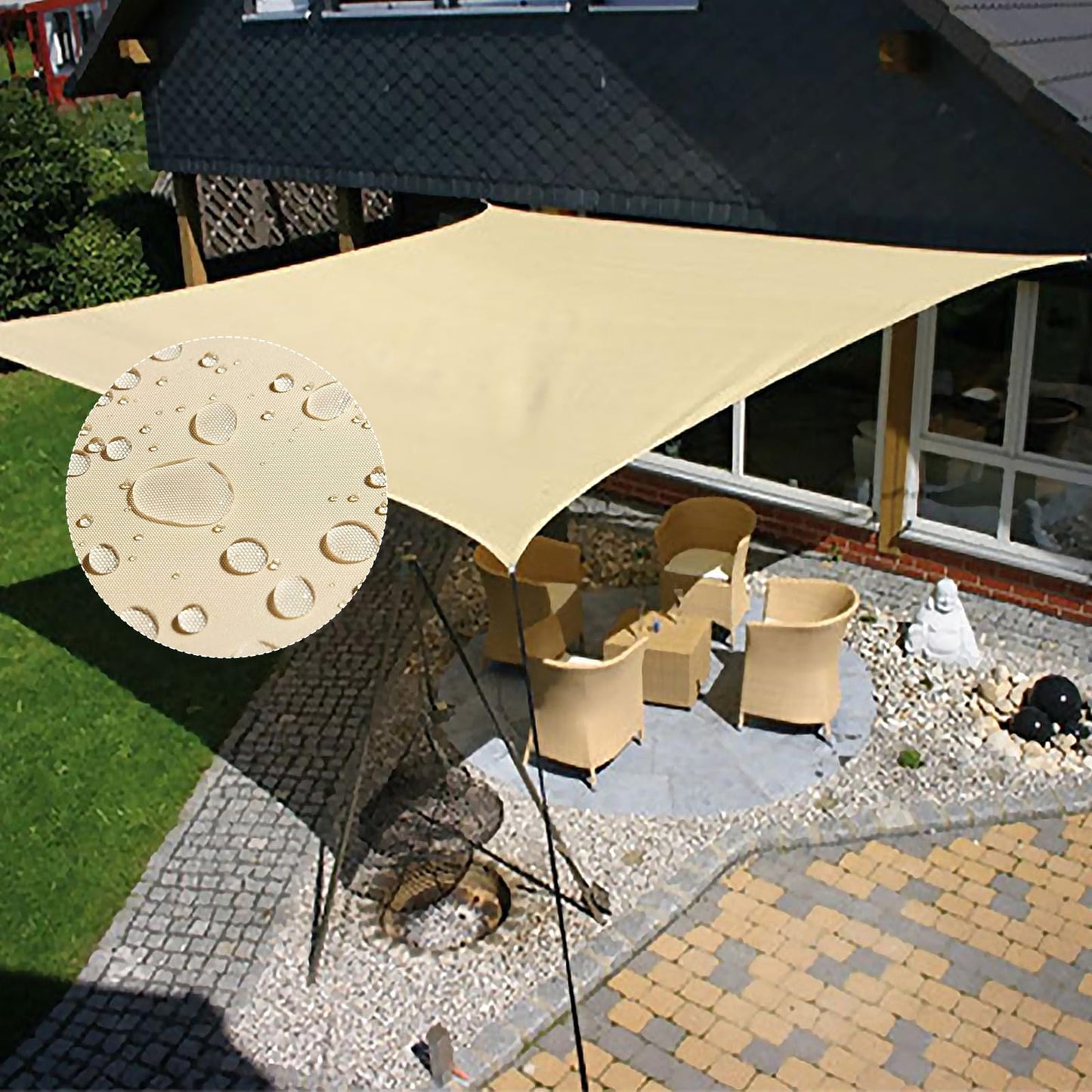 KALINCO Sun Shade Sail, Waterproof Shade Sail, 10'x13' Rectangle Sunscreen Awning Canopy, 95% UV Blocking Sun Shade Canopy with Free Rope for Outdoor Garden Patio Party Playground