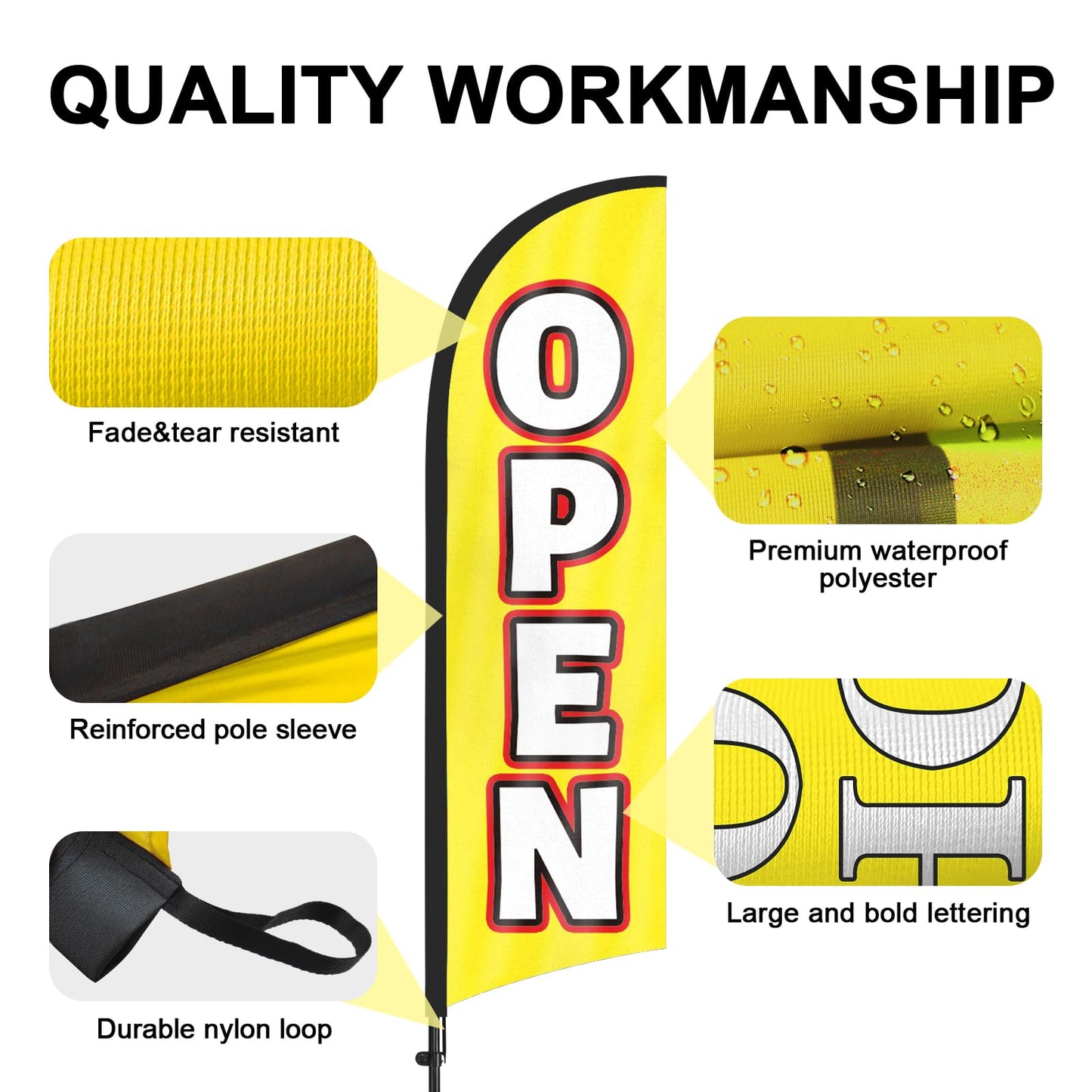 Open Feather Flag with Pole and Ground Stake, 8FT Swooper Advertising Banner Sign for Business Storefronts, Shops Outdoor Promotions