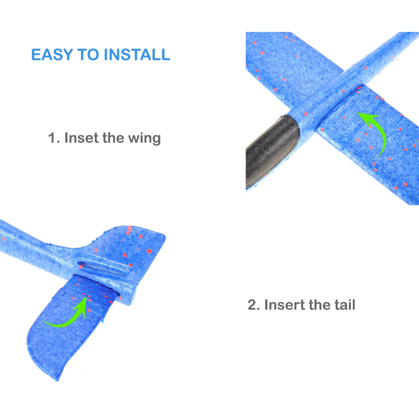 PowerTRC 4 Pack Large 17.5” Foam Airplanes for Kids, 2 Flight Modes, Styrofoam Glider Planes, Throwing Flying Foam Airplane, Outdoor Sports Game Toys, Birthday Gifts for Girls 3-12 Years Old Boys