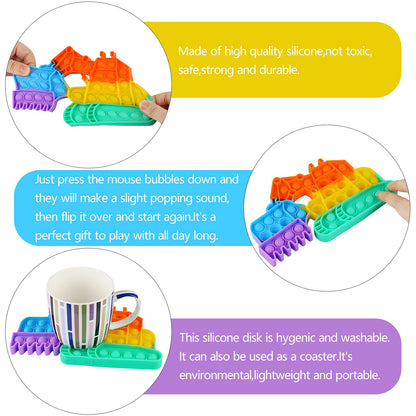 Aunifun 4 Pack Push Pop Bubble Sensory Fidget Toys, Simple Fidget Toy Pack Bubble Popper Silicone Squeeze Toy Stress Relief Hand Toys Party Favors