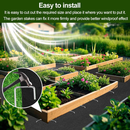 2Pcs Recycled Felt Mulch Mat Roll for Landscaping 8.2'x2' Black Garden Pathway Reusable Fabric Walkway Mat Permanent Mulch Sturdy Bed Liner Edging Border for Plants Vegetables Flower Weed Barrier