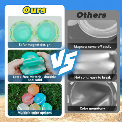 WABALLO 24Pcs Reusable Water Balloons, Magnetic Water Balls Quick Fill, Self-Sealing Water Toys for Kids Outdoor Games, Summer Pool Beach Party Fun