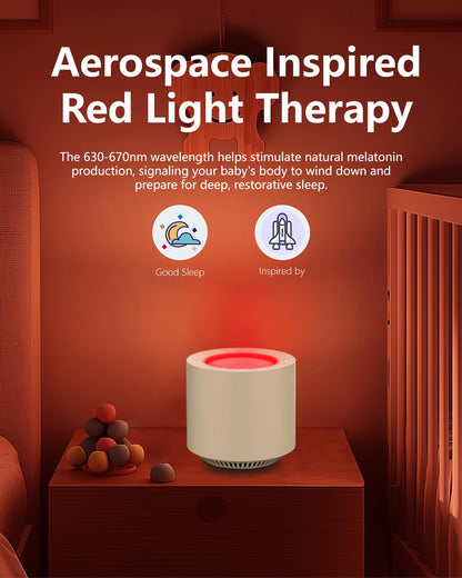 PureNurt White Noise Sound Machine: Red Light Therapy Sleep Sound Machine with 38 Soothing Sounds & Calming Womb Soother, Memory Function, Dimmable Nursery Night Light with Timer for Baby Adult Gift