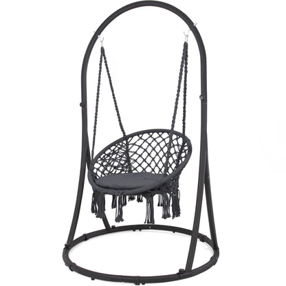 SUNCREAT Indoor Hammock Swing Chair with Stand, Hanging Chair Outdoor with Stand, 330 lbs Capacity, Patent Pending, Grey