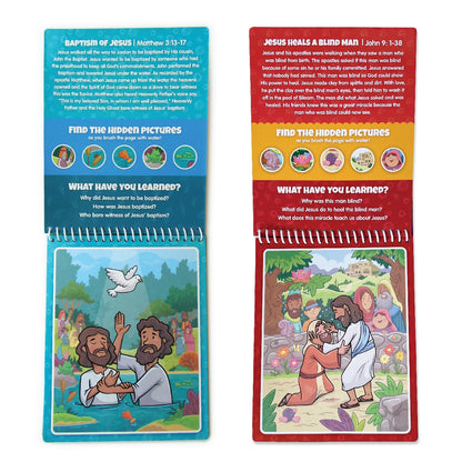 KangaToys Aqua Brush 2 Pack of The New Testament Color with Water Activity Book, Bible School, Preschool, Elementary, Primary, Christian, Religion, for Kids Ages 3+
