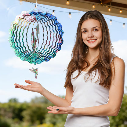 Hummingbird Wind Spinners Outdoor for Mother's Day, IDEA SHOW 12In Stainless Steel Wind Spinners, 3D Kinetic Hanging Spinners Sculpture for Women Mom, Metal Garden Decor Ornaments for Patio Yard Art