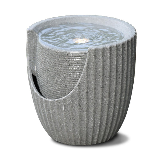 Puulye 9.84” H Small Outdoor Water Fountain Made with Eco-Friendly Recyclable Materials, Polyethylene Bubbler Water Fountain, Outdoor Tabletop Decor with LED Lights for Patio, Porch, Backyard (9.84")