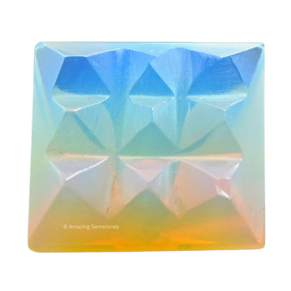 Amazing Gemstone Opalite Crystal Pyramid with 9 Pyramid Plate Bottom - 1" Mini Pyramid Figurine of Natural Stone Pyramid for Meditation, Reiki, Chakra Balancing Vastu Pooja and Crystal Grids