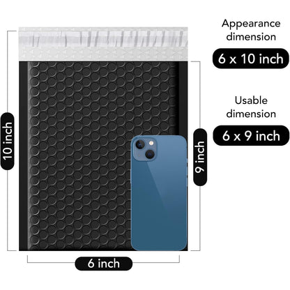 Fuxury Bubble Mailers 6x10" 100 Pack Black Padded Envelopes Usable Size 6x9" Thick Mailing Envelopes Bubble Opaque Padded Mailers Shipping Bags for Mailing Jewelry Makeup Small Business#0