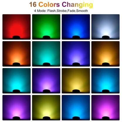 CREPOW RGB Pond Lights with Timer,18 LED Underwater Submersible Fountain Lights,Remote Control IP68 Waterproof Color Changing Spotlights for Fish Aquarium Tank Yard Garden Pool (Set of 5)