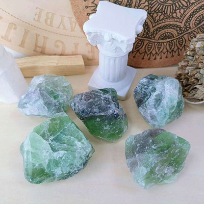 LAIDANLA Fluorite 2" Natural Rough Stones Crystal Large Raw Crystals Bulk Healing Gemstones for Reiki Healing Tumbling Fountain Rocks Wire Wrapping Decoration Cabbing Lapidary 4PCS 0.55lb