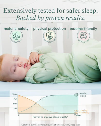 PurComfy Supersoft Sleep Sack 1.0 TOG, Premium Bamboo Viscose Baby Sleeping Bag, 2-Way Safe Zipper Sleep Sacks 6-15 Months (Forest)