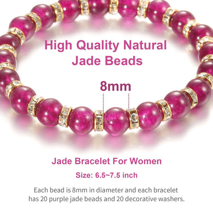 Handmade Natural Jade Beaded Bracelet for Women & Men – Genuine Green/White Jade Gemstone Stretch Bracelet – Lucky Energy Healing Jewelry Gift for Peace, Prosperity & Protection TEK03U