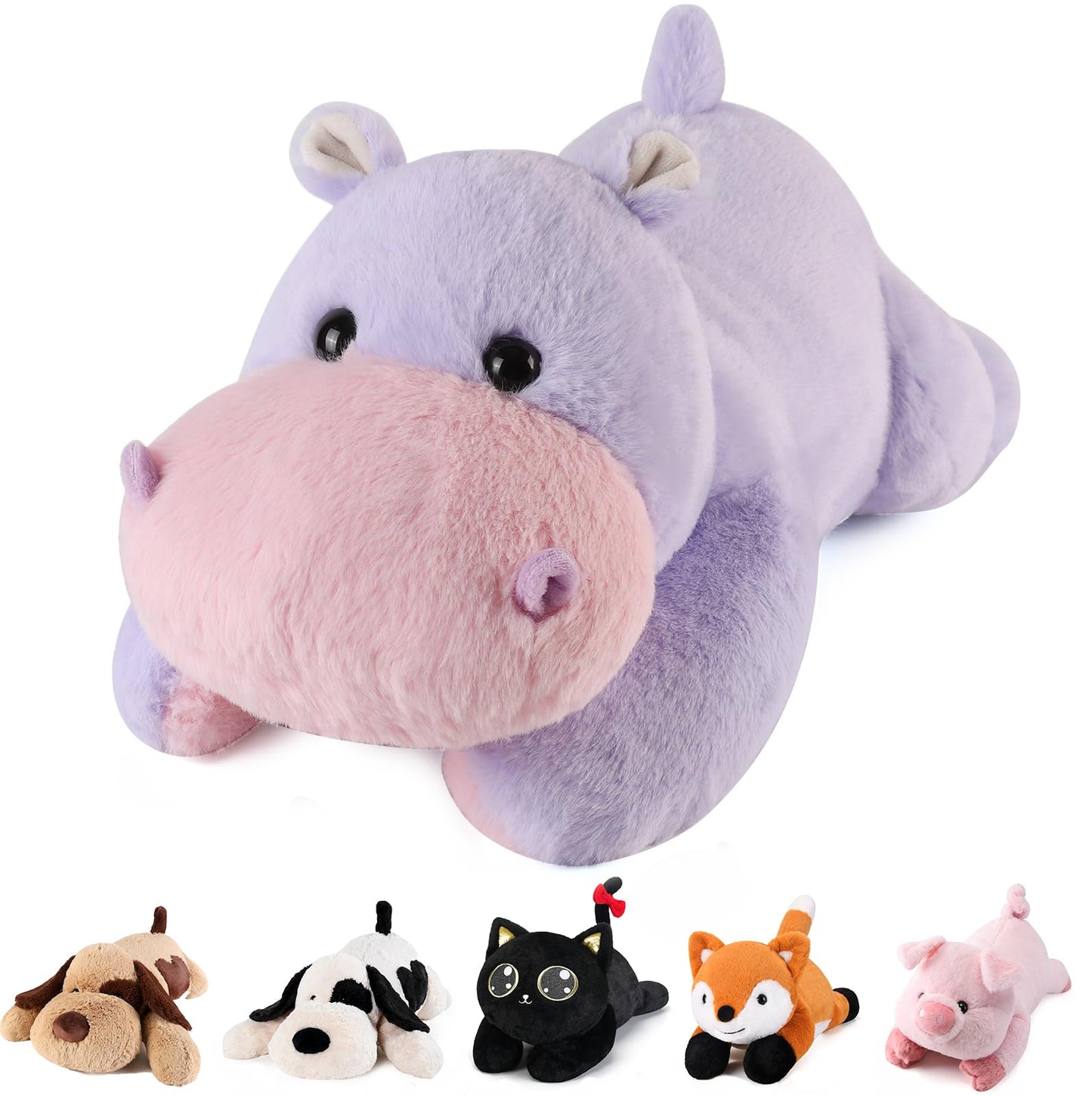 meowtastic Hippo Weighted Stuffed Animals - 22 Inch 4.5 Pounds Weighted Plush Hippo Stuffed Animals - Big Toys Pillow - Cute Plush Toys Gifts for Kids & Adults (22" 4.5 lbs)