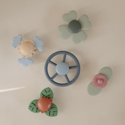 mushie Wheel Suction Spinner Toy | Toddler Sensory Toys for Bath & Play