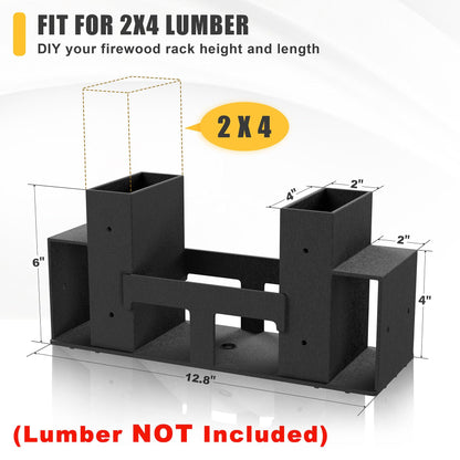 Jusgym Firewood Rack Outdoor Indoor, Heavy-Duty Plastic Firewood Rack Brackets Kit with 4 Support Bars, 3.5mm Thick Adjustable Fire Wood Storage Racks with Drainage Holes, Set of 2