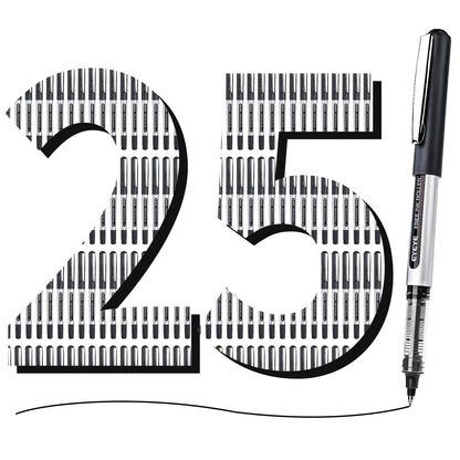 EYEYE 0.5mm Black Rollerball Pens 25 Pack, Extra Fine Point Roller Ball Pen Quick Dry, Liquid Ink Pens Fine Point Smooth Writing Pen for Journaling, Note Taking, Office, School Supplies
