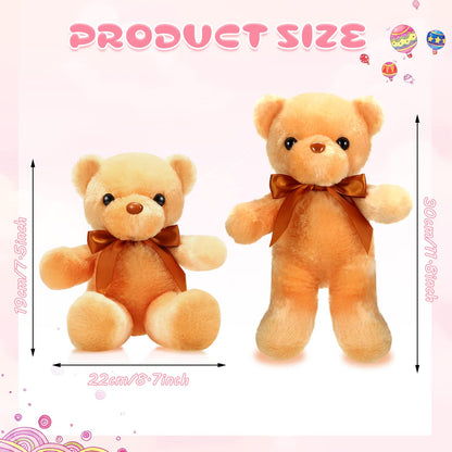Skylety 10 Pcs 12 Inch Bears Bulk Stuffed Animals Soft Gift Plush Bears Toy with Ribbon Bow for Birthday Baby Shower Wedding Graduation Party Favor(Vivid Colors)