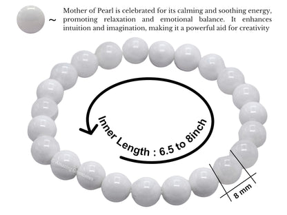 Amazing Gemstone Crystal Bracelet for Women Men's Gifts - Protection Healing Crystal Bracelet - 8mm Gemstone Beaded Stretchable Bracelet Pulseras Para Hombres Mujer Stocking Stuffers Mothers Day Gift (Mother of Pearl)