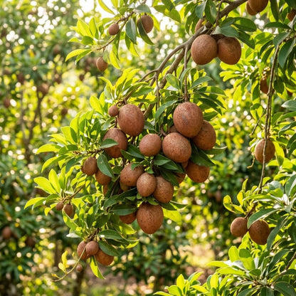 Sapodilla Tree Live Plant, Sapote Fruit Tree Plants for Outdoor Garden, 2-3' Tall in 3 Gallon Pot, No Ship to CA