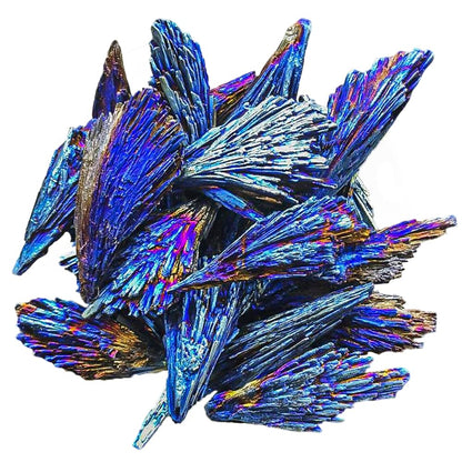 Natural Black Tourmaline Titanium Coated Quartz Crystal | Electroplated Peacock Iridescent Healing Stone Mineral Specimen for Home Decor, Reiki, Chakra Balancing 1-1.6"(Black Tourmaline 460g Set)