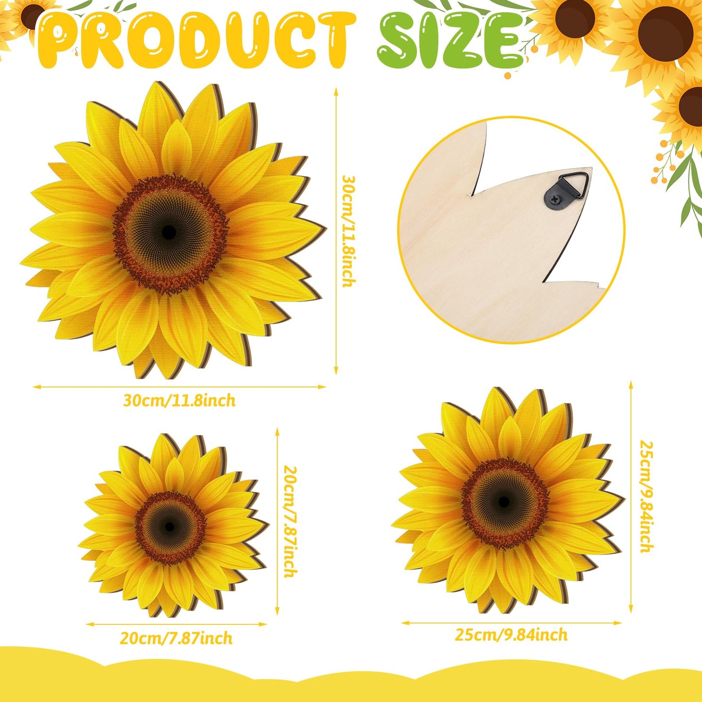 Thyle 6 Pcs Sunflower Wall Decor Wood Sunflower Wall Art Farmhouse Spring Flower Decorations Indoor Summer Wooden Hanging Sign for Kitchen Porch Home Decor