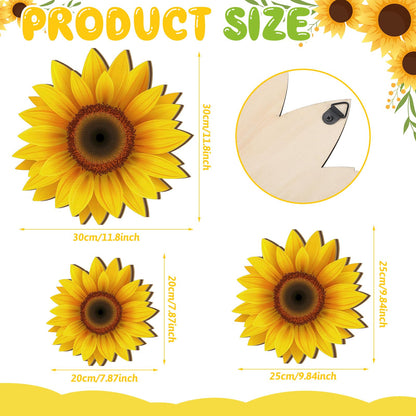 Thyle 6 Pcs Sunflower Wall Decor Wood Sunflower Wall Art Farmhouse Spring Flower Decorations Indoor Summer Wooden Hanging Sign for Kitchen Porch Home Decor